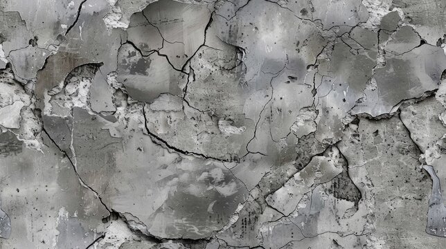 seamless texture of concrete grunge with cracks, stains, and rough texture in shades of grey