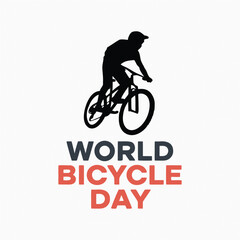 Fototapeta premium World Bicycle Day Typography with Cyclist Silhouette Vector Illustration