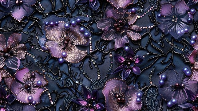 seamless texture of beaded lace with tiny beads and sequins embellishing the intricate lace patterns