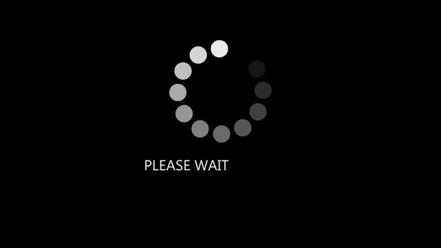 Loading please wait circle icon animation on black background. Full HD animation with 4k video animation.