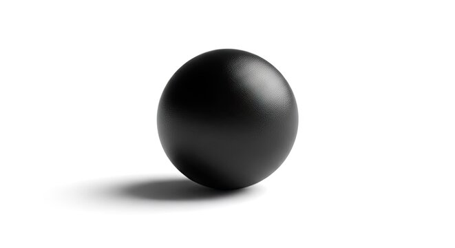 Black sphere object with shadow isolated on a white background