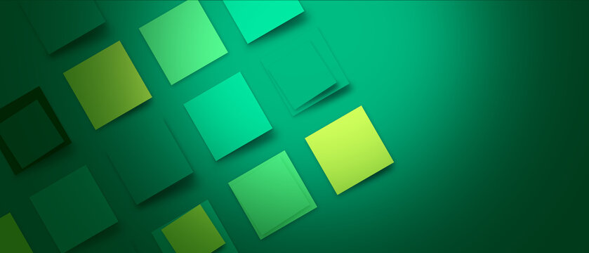 Geometric pattern with layered green squares in modern abstract green background