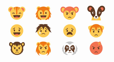 Naklejka premium Emoji faces with various expressions.