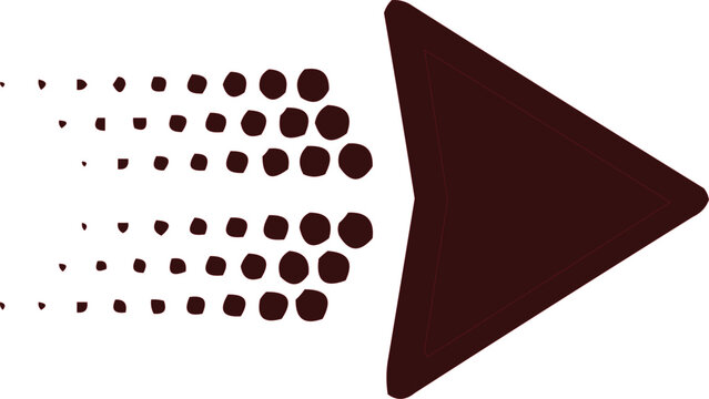 Arrow symbol features a dark brown triangular head and a trail of decreasing circular dots creating a dynamic sense of forward motion on a plain white background.