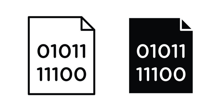 Binary code icon on white background editable stroke and solid flat.