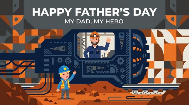 Happy father's day illustration a child honors their heroic father with love