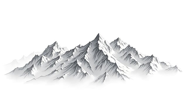 Snowy Mountain Range with Sharp Peaks and Soft Shadowed Slopes