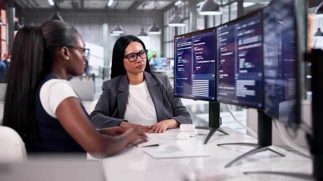 Software Engineer Writing Agile Code On Computer