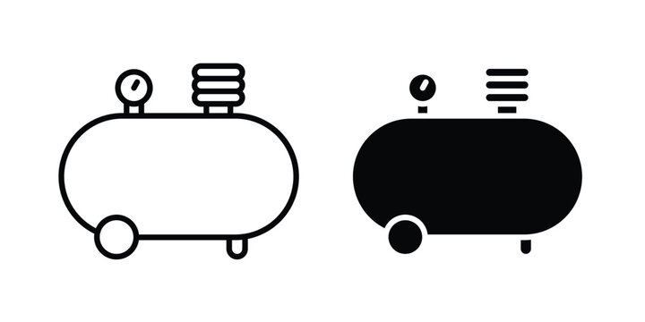 Compressor icon on white background editable stroke and solid flat.