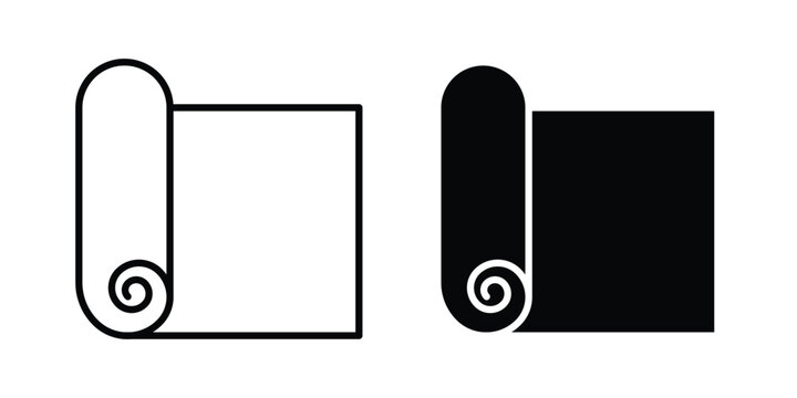 Construction film roll icon on white background editable stroke and solid flat.