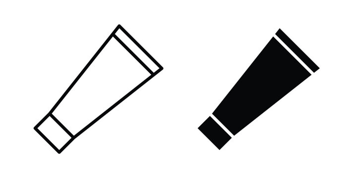 Cream tube icon on white background editable stroke and solid flat.