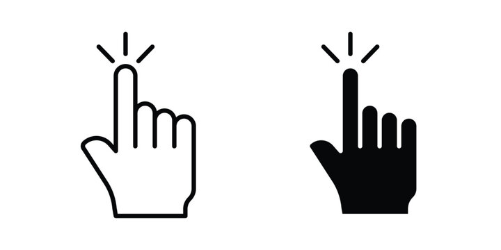 Cursor hand icon on white background editable stroke and solid flat.