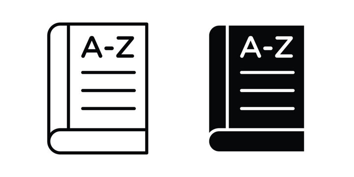 Dictionaries icon on white background editable stroke and solid flat.