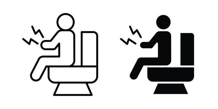 Diarrhea icon on white background editable stroke and solid flat.