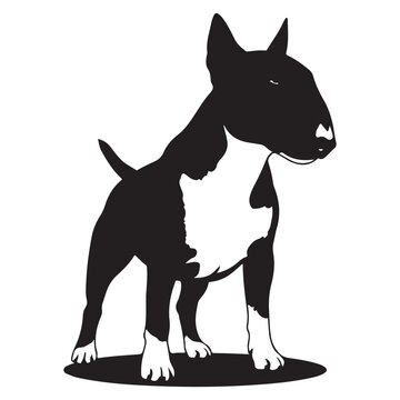 Bull Terrier dog silhouette vector illustration isolated on white background