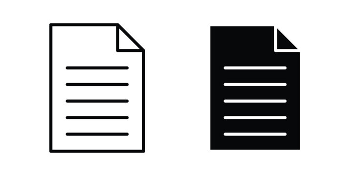 Document icon on white background editable stroke and solid flat.