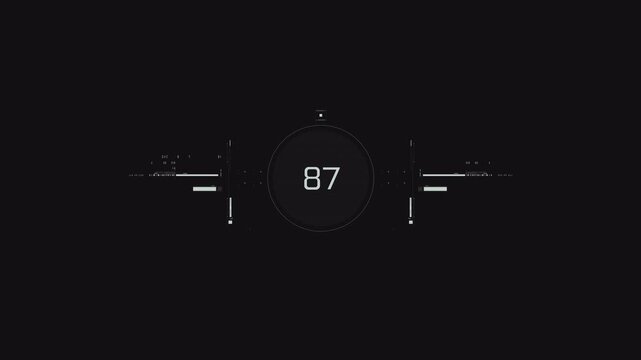 Minimal HUD display counter screen element  in 4k with transparent background