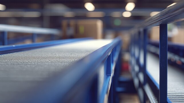 Conveyor belt transporting packages in automated logistics facility