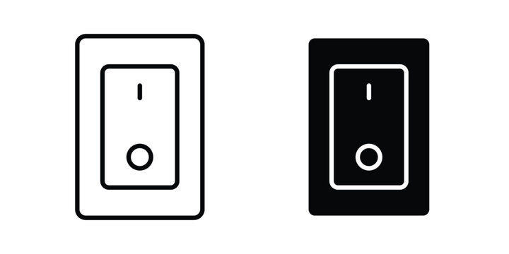 Electric switch icon on white background editable stroke and solid flat.