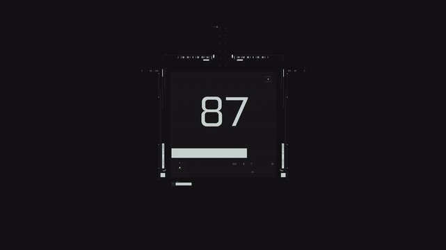 Digital Sci fi loading counter display HUD  in 4k with transparent background