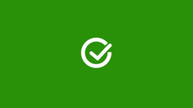 Check mark animation icon tick sign accept select confirm correct agree, right Check Mark Icon Animation on green screen Background. successful symbol, tick mark animation. 4k Background