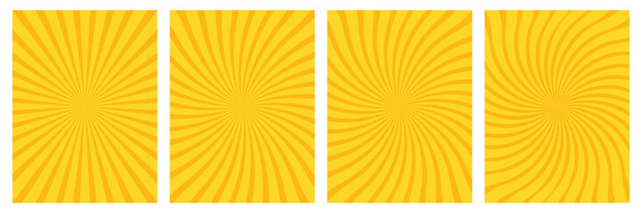 Fototapeta premium Yellow circus background set with sunburst and spiral rays pattern for carnival poster banner flyer invitation card and retro pop art style.