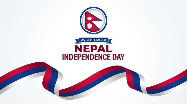 nepal independence day background with round emblem of the national flag on white space bold typography with the text clean modern design copy space