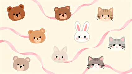 Fototapeta premium Vector set of funny cartoon animals design