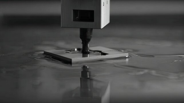 Edm machine electrode precisely eroding a metal workpiece submerged in dielectric fluid, creating intricate shapes with accuracy and advanced technology in industrial production