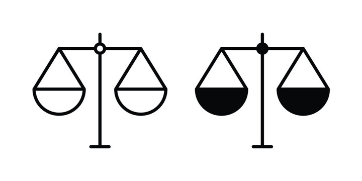 Law icon on white background editable stroke and solid flat.