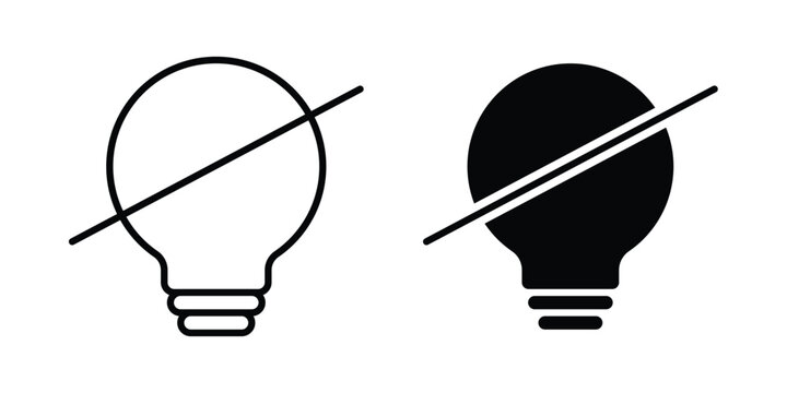 Light off icon on white background editable stroke and solid flat.