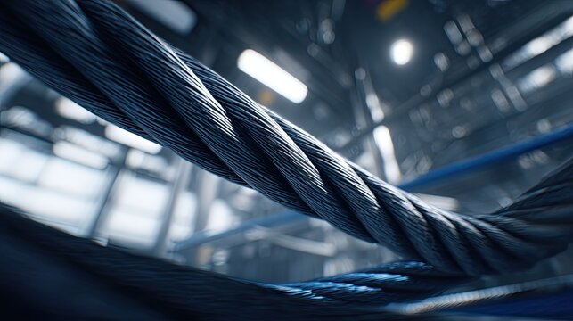 Steel wire rope demonstrating industrial strength and durability