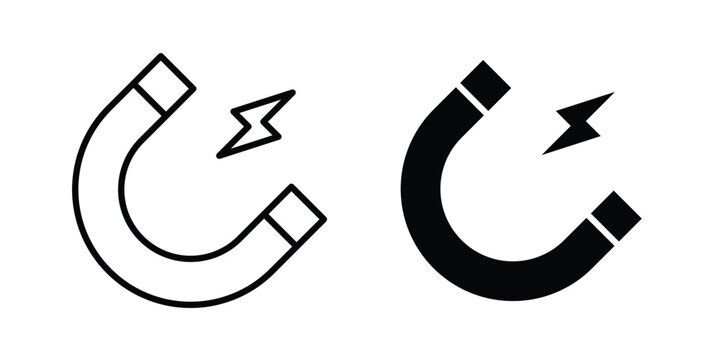 Magnet icon on white background editable stroke and solid flat.