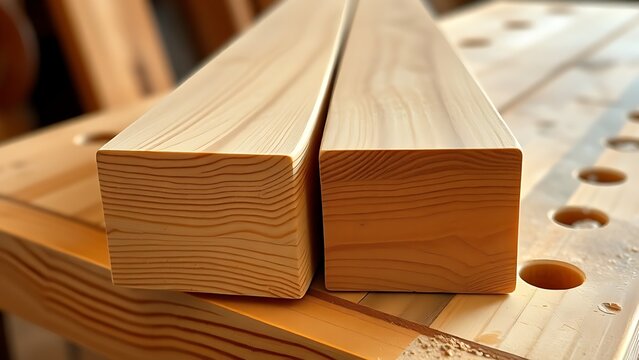 Two wooden boards joined with dovetail joints on a workbench.
