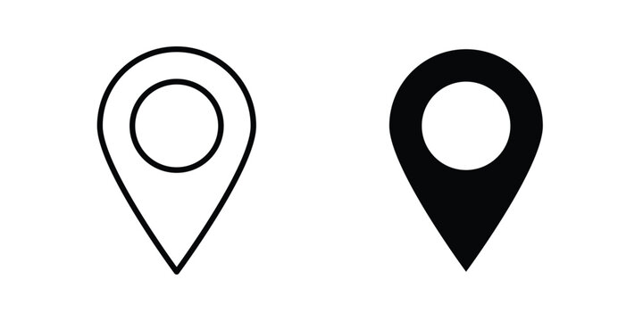 Map marker icon on white background editable stroke and solid flat.