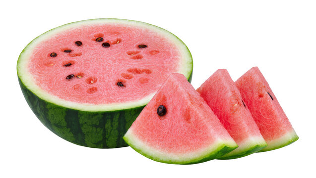 Sliced juicy watermelon with wedge and round segment