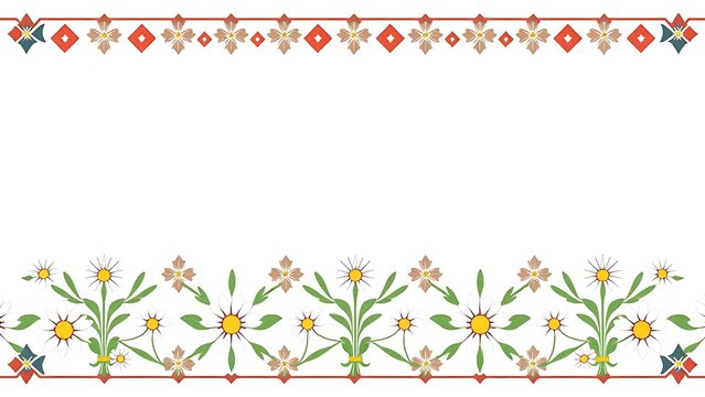 Decorative border pattern with diamonds and stylized edelweiss flowers.