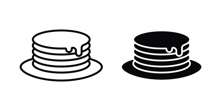 pancakes icon on white background editable stroke and solid flat.