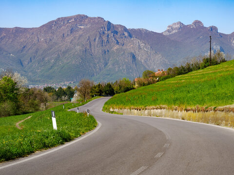 Springtime landscape along the road to Colle Brianza, Lecco province, Italy