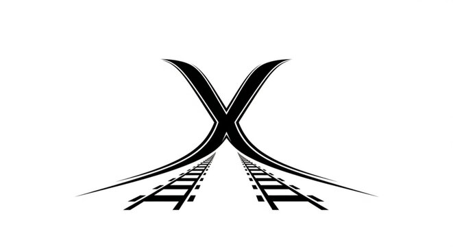 Abstract railway tracks crossing forming an X shape, symbolizing choice or intersection.
