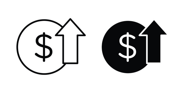 Profit growth icon on white background editable stroke and solid flat.