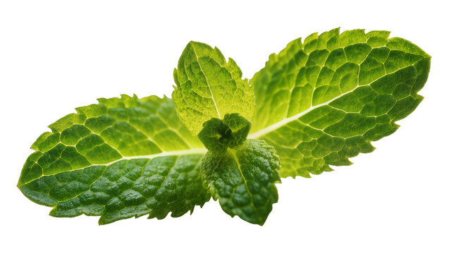 Vibrant green Mint Leaf with Veins and Textured Surface