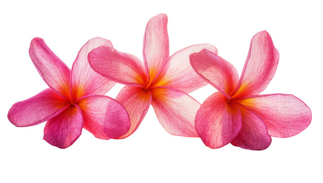 Vibrant pink and orange Plumeria flowers with delicate petals