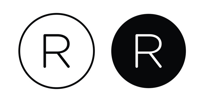 Registered trademark icon on white background editable stroke and solid flat.