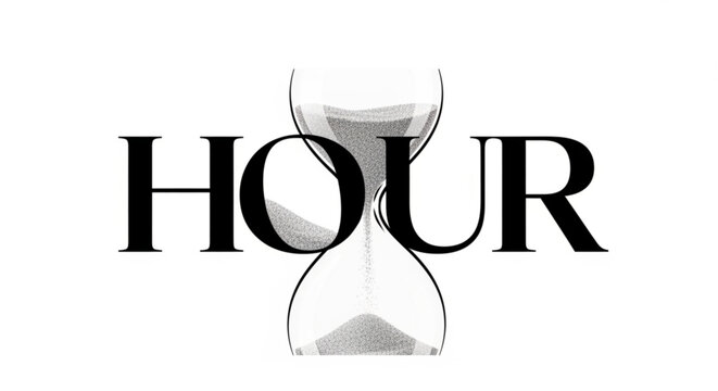 Hourglass Icon representing time passing and the concept of urgency, with the word HOUR subtly integrated into the design for a dual meaning