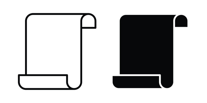 Scroll paper icon on white background editable stroke and solid flat.