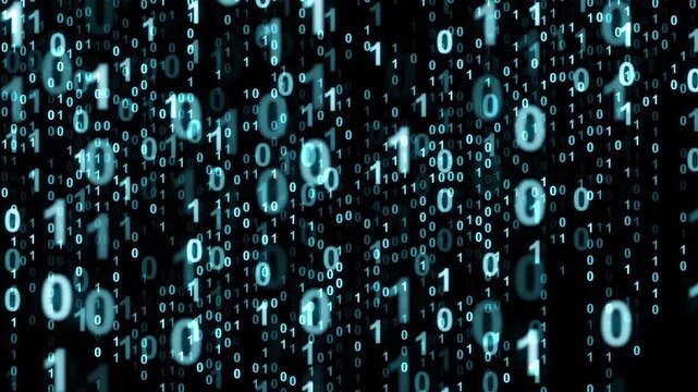 Binary Code Rain Falling Loop Background &ndash; Digital Matrix Style Animation