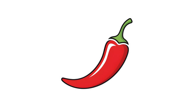 A vibrant red chili pepper with green stem on transparent background
