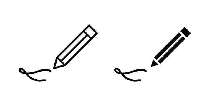 Signature icon on white background editable stroke and solid flat.