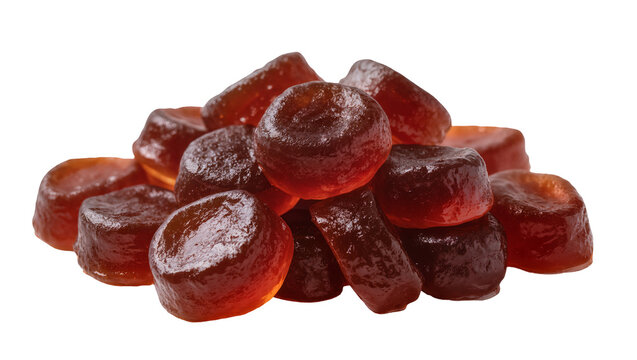 Assorted Amber Brown Gummy Candies Heap Close-Up